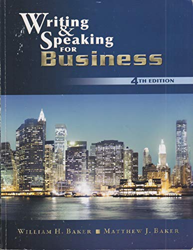 Imagen de archivo de Writing and Speaking for Business a la venta por ThriftBooks-Dallas