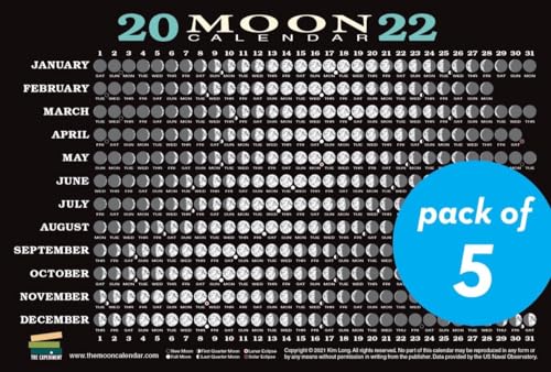 Stock image for 2022 Moon Calendar Card (5 pack): Lunar Phases, Eclipses, and More! for sale by GF Books, Inc.