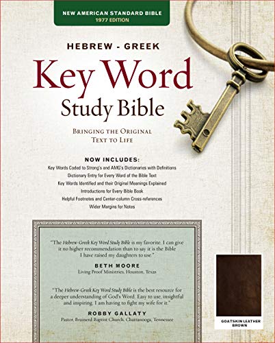 Imagen de archivo de The Hebrew-Greek Key Word Study Bible: NASB-77 Edition, Brown Genuine Goatskin a la venta por HPB-Red