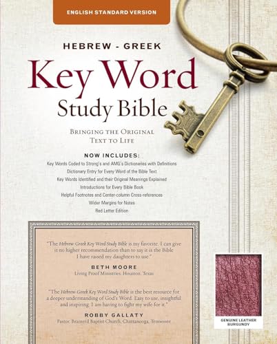 Imagen de archivo de Holy Bible: English Standard Version, Genuine Burgundy Hebrew-Greek Key Word Study Bible a la venta por Revaluation Books