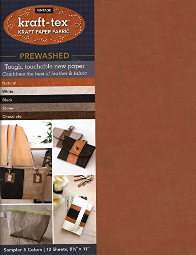 Stock image for kraft-tex Sampler 5-Colors Prewashed: Kraft Paper Fabric, 10-Sheets 8.5" x 11" (kraft-tex Vintage) for sale by GF Books, Inc.