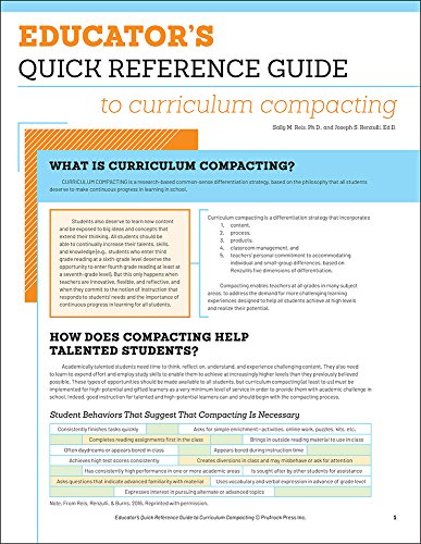 9781618217882: Educator's Quick Reference Guide to curriculum compacting