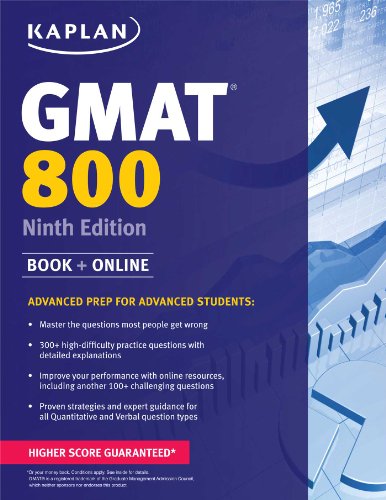 Beispielbild fr Kaplan GMAT 800: Advanced Prep for Advanced Students (Kaplan Test Prep) zum Verkauf von Goodwill of Colorado