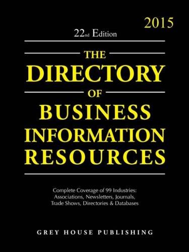 Stock image for Directory of Business Information Resources 2015 : Print Purchase Includes 1 Year Free Online Access for sale by Better World Books