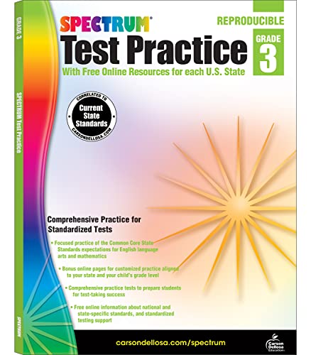 Stock image for Carson Dellosa Spectrum 3rd Grade Test Practice Workbooks, Ages 8 to 9, 3rd Grade Math, Language Arts, and Reading Comprehension for Standardized Test Practice - 160 Pages for sale by Goodwill of Colorado