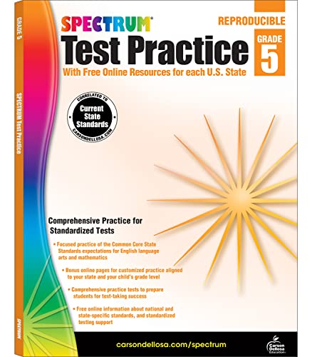 Stock image for Spectrum 5th Grade Test Practice Workbooks All Subjects, Ages 10 to 11, 5th Grade Test Practice, Language Arts, Reading Comprehension, Vocabulary, Writing and Math Reproducible Book - 160 Pages for sale by Goodwill Books