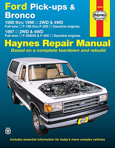 Stock image for Ford Pick-ups F-100, F-150, F-250 Bronco (80-96) F-250HD F-350 (97) Haynes Repair Manual (Does not include information specific to diesel engine or Super Duty models.) for sale by Zoom Books Company