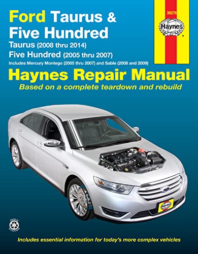 9781620921166: Ford Taurus (08-14) & Five Hundred (05-07) & Mercury Montego (05-07) & Sable (08-09) Haynes Repair Manual (Does not include 3.5L twin turbo or police models.) Editors of Haynes Manuals