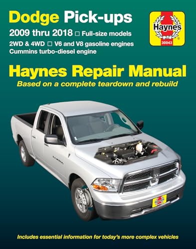 Stock image for Dodge V6 & V8 Gas & Cummins turbo-diesel Pick-ups (09-18) Haynes Repair Manual (Does not include 2009 fleet models with the 5.9L diesel engine or the 3.0L V6 diesel engine.) (Haynes Automotive) for sale by HPB-Red