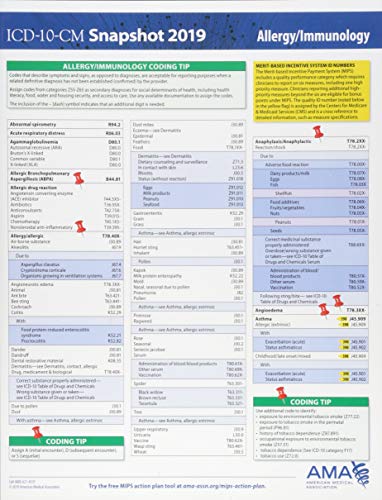 Beispielbild fr ICD-10-CM 2019 Snapshot Coding Card: Allergy/Immunology zum Verkauf von Buchpark