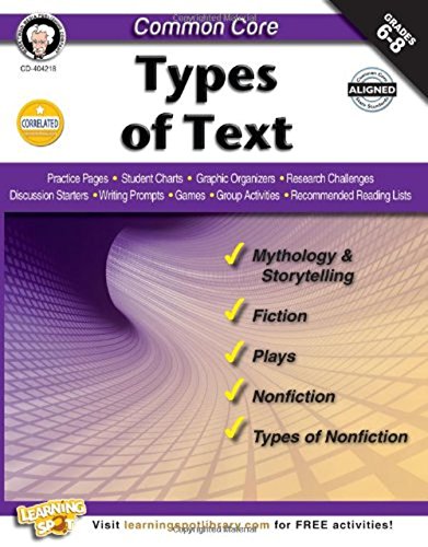 Stock image for Common Core: Types of Text for sale by Better World Books