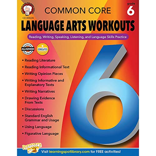 9781622235223: Common Core Language Arts Workouts, Grade 6: Reading, Writing, Speaking, Listening, and Language Skills Practice