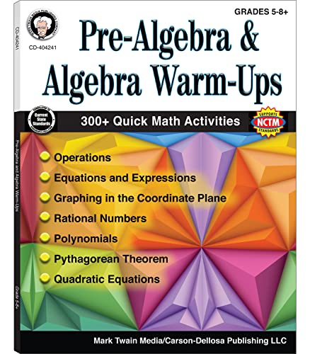 Stock image for Mark Twain - Pre-Algebra and Algebra Warm-Ups, Grades 5 - 8 for sale by SecondSale