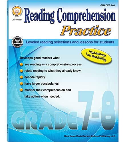Imagen de archivo de Mark Twain Media | Reading Comprehension Practice Workbook | 7th"8th Grade, 96pgs a la venta por HPB-Red