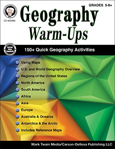 9781622236428: Mark Twain Media | Geography Warm-Ups Workbook | 5th–6th Grade, 96pgs