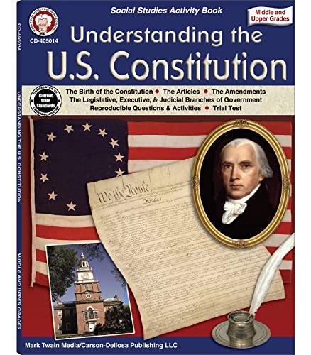 Stock image for Mark Twain US Constitution American History Workbook, Grades 6-12, The Constitution of the United States, Bill of Rights, Government Branches Books, Reproducible Classroom or Homeschool Curriculum for sale by HPB-Red