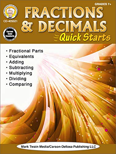 Stock image for Mark Twain - Fractions & Decimals Quick Starts, Grades 4 - 9 for sale by Your Online Bookstore