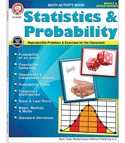 Stock image for Mark Twain Media Statistics & Probability Math Workbook, Grades 5-12 Math Practice With Probabilities, Standard Deviation, Mean, Median, and Mode, STEM and Leaf Plots (80 pgs) for sale by GF Books, Inc.