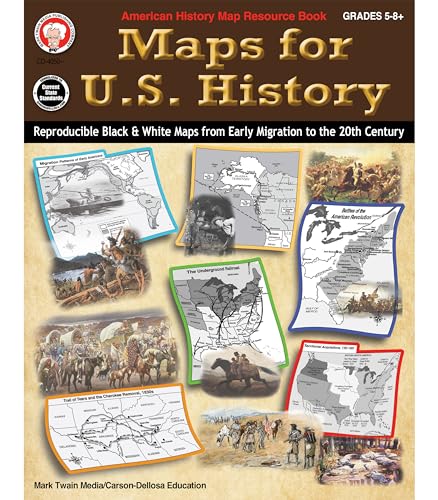 Imagen de archivo de Mark Twain Maps for US History Geography Workbook, American History and Geography for Kids Grades 6-12, Middle School and High School US Map Skills, Social Studies Classroom and Map Skills Workbook a la venta por Lakeside Books