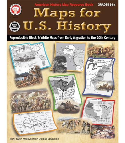 Stock image for Mark Twain Maps for US History Geography Workbook, American History and Geography for Kids Grades 6-12, Middle School and High School US Map Skills, Social Studies Classroom and Map Skills Workbook for sale by Lakeside Books