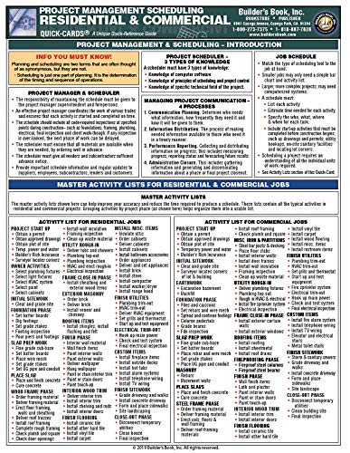 Beispielbild fr Project Management and Scheduling, Residential and Commercial Quick-Card : A Unique 4 Page Quick-Reference Guide by Builder's Book, Inc zum Verkauf von Better World Books: West