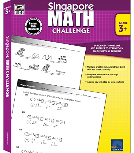 Stock image for Singapore Math Challenge 3rd Grade Workbooks, Singapore Math Grade 3 and Up, Working Backwards, Patterns, Subtraction, and Multiplication Workbook, 3rd Grade Math Classroom or Homeschool Curriculum for sale by Zoom Books Company
