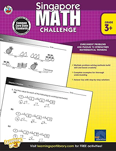 Stock image for Singapore Math Challenge 3rd Grade Workbooks, Singapore Math Grade 3 and Up, Working Backwards, Patterns, Subtraction, and Multiplication Workbook, 3rd Grade Math Classroom or Homeschool Curriculum for sale by Keeps Books