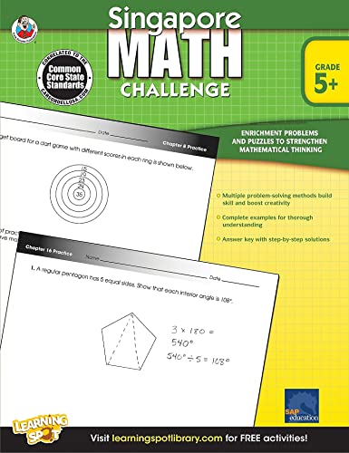 9781623990756: Singapore Math Challenge 5th Grade Math Workbooks, Singapore Math Grade 5 and Up, Patterns, Equations, Prime Numbers, and Fractions Workbook, 5th Grade Math Classroom or Homeschool Curriculum