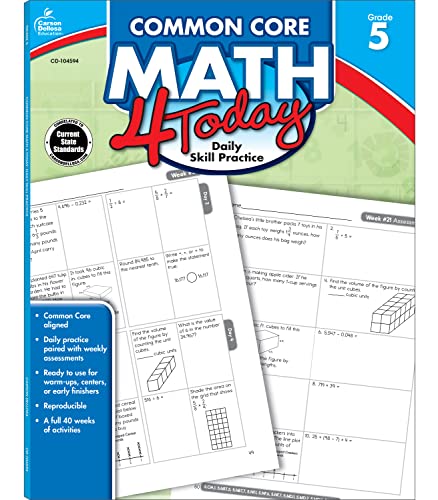 Stock image for Carson Dellosa | Common Core Math 4 Today Workbook | 5th Grade, 96pgs (Common Core 4 Today) for sale by Your Online Bookstore