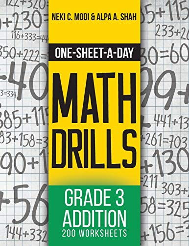 Beispielbild fr OneSheetADay Math Drills Grade 3 Addition 200 Worksheets Book 5 of 24 zum Verkauf von PBShop.store US