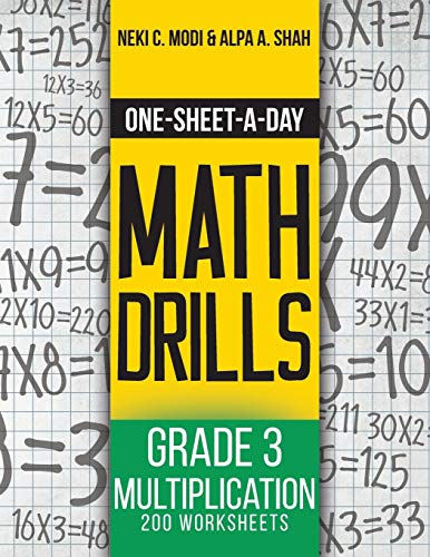 Beispielbild fr OneSheetADay Math Drills Grade 3 Multiplication 200 Worksheets Book 7 of 24 zum Verkauf von PBShop.store US