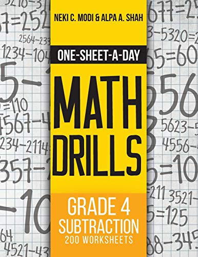 Beispielbild fr OneSheetADay Math Drills Grade 4 Subtraction 200 Worksheets Book 10 of 24 zum Verkauf von PBShop.store US