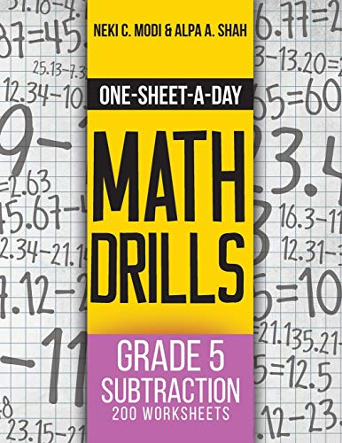 Beispielbild fr OneSheetADay Math Drills Grade 5 Subtraction 200 Worksheets Book 14 of 24 zum Verkauf von PBShop.store US