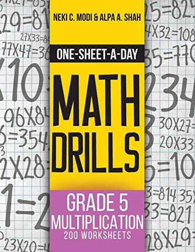 Beispielbild fr OneSheetADay Math Drills Grade 5 Multiplication 200 Worksheets Book 15 of 24 zum Verkauf von PBShop.store US