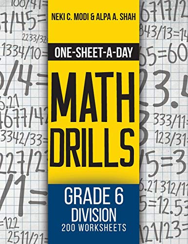 Beispielbild fr OneSheetADay Math Drills Grade 6 Division 200 Worksheets Book 20 of 24 zum Verkauf von PBShop.store US