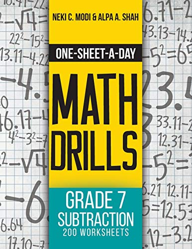 Stock image for One-Sheet-A-Day Math Drills: Grade 7 Subtraction - 200 Worksheets (Book 22 of 24) for sale by Lucky's Textbooks