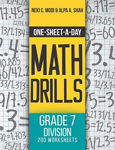 Stock image for One-Sheet-A-Day Math Drills: Grade 7 Division - 200 Worksheets (Book 24 of 24) for sale by Lucky's Textbooks