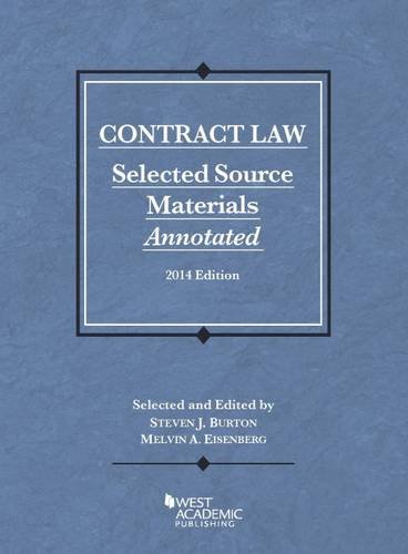 Beispielbild fr Contract Law: Selected Source Materials Annotated (Selected Statutes) zum Verkauf von Wonder Book