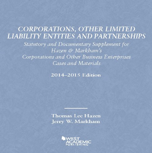 Stock image for Corporations, Other Limited Liability Entities Partnerships: Statutory Documentary Supplement 14-15 (American Casebook Series) for sale by HPB-Red