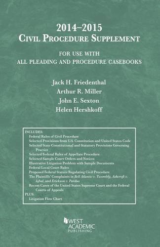 9781628100914: 2014-2015 Supplement for use with all Pleading and Procedure Casebooks (American Casebook Series)