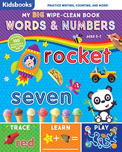 Beispielbild fr My Big Wipe-Clean Book: Words & Numbers-Practice Writing and Counting and More-Includes 100 Stickers zum Verkauf von Wonder Book