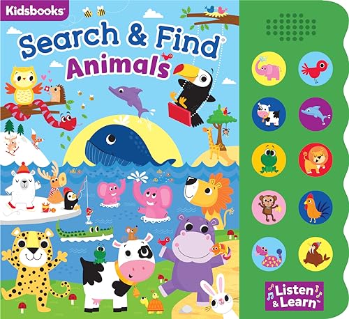 Stock image for Search & Find: Animals Sound Book-With 10 Fun-to-Press Buttons, a Perfect Fun-Filled Way to Introduce Children to Animals (Search & Find 10-Button Sound Book) for sale by Dream Books Co.
