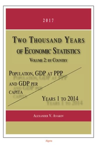 Stock image for Two Thousand Years of Economic Statistics, Years 1-2014: Population, GDP at PPP, and GDP Per Capita: By Country: Vol 2 for sale by Revaluation Books