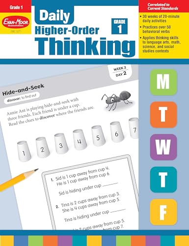 Stock image for Evan-Moor Daily Higher-Order Thinking, Grade 1, Homeschooling and Classroom Resource Workbook, Brainteasers, Critical Thinking, Problem Solving, Logic Puzzles, Language Play, Drawing for sale by HPB-Movies