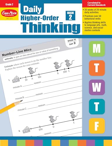Stock image for Evan-Moor Daily Higher-Order Thinking, Grade 2, Homeschooling and Classroom Resource Workbook, Brainteasers, Critical Thinking, Problem Solving, Logic Puzzles, Language Play, Drawing for sale by BooksRun