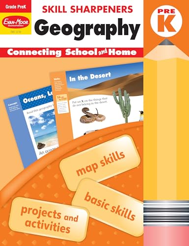 

Evan-Moor Skill Sharpeners: Geography Grade Pre-K Student Edition Supplemental and Home Enrichment Workbook, Map Concepts