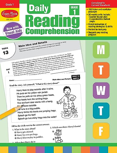 Stock image for Evan-Moor Daily Reading Comprehension, Grade 1 - Homeschooling & Classroom Resource Workbook, Reproducible Worksheets, Teaching Edition, Fiction and Nonfiction, Lesson Plans, Test Prep for sale by HPB-Red
