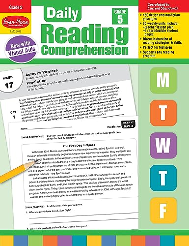 Stock image for Evan-Moor Daily Reading Comprehension, Grade 5 Teaching Supplement - Homeschooling & Classroom Resource Workbook for sale by HPB-Red