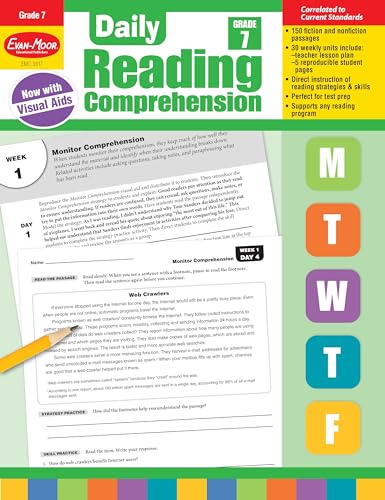 Imagen de archivo de Evan-Moor Daily Reading Comprehension, Grade 7 - Homeschooling Classroom Resource Workbook, Reproducible Worksheets, Teaching Edition, Fiction and Nonfiction, Lesson Plans, Test Prep a la venta por Big River Books