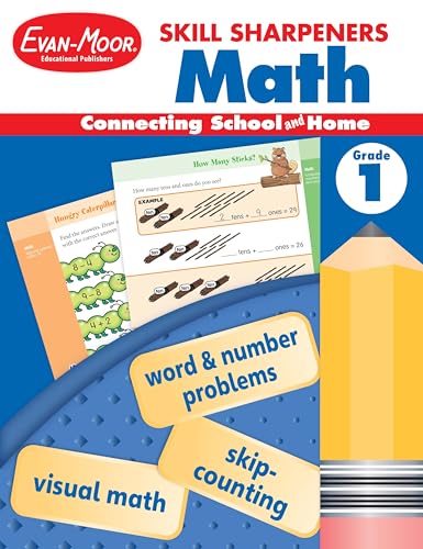 Immagine dell'editore per Evan-Moor Skill Sharpeners Math Workbook, Grade 1, Addition, Subtraction, Counting to 100, Test Prep, Number Words, Geometry, Measurements, Data, Place Value, Tell Time, Metric System, Fun Activities venduto da California Books
